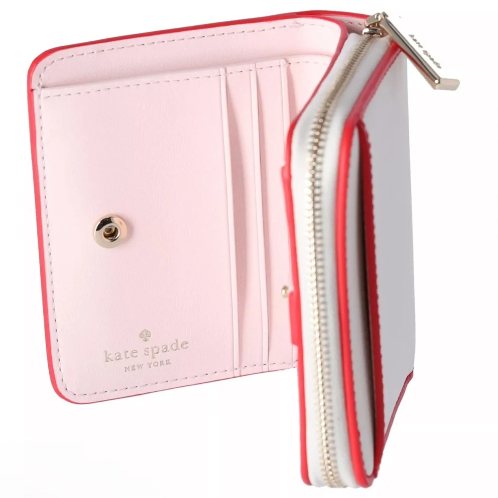Kate Spade 3D Strawberry Dreams Small Zip Around Bifold Wallet Cream Multi